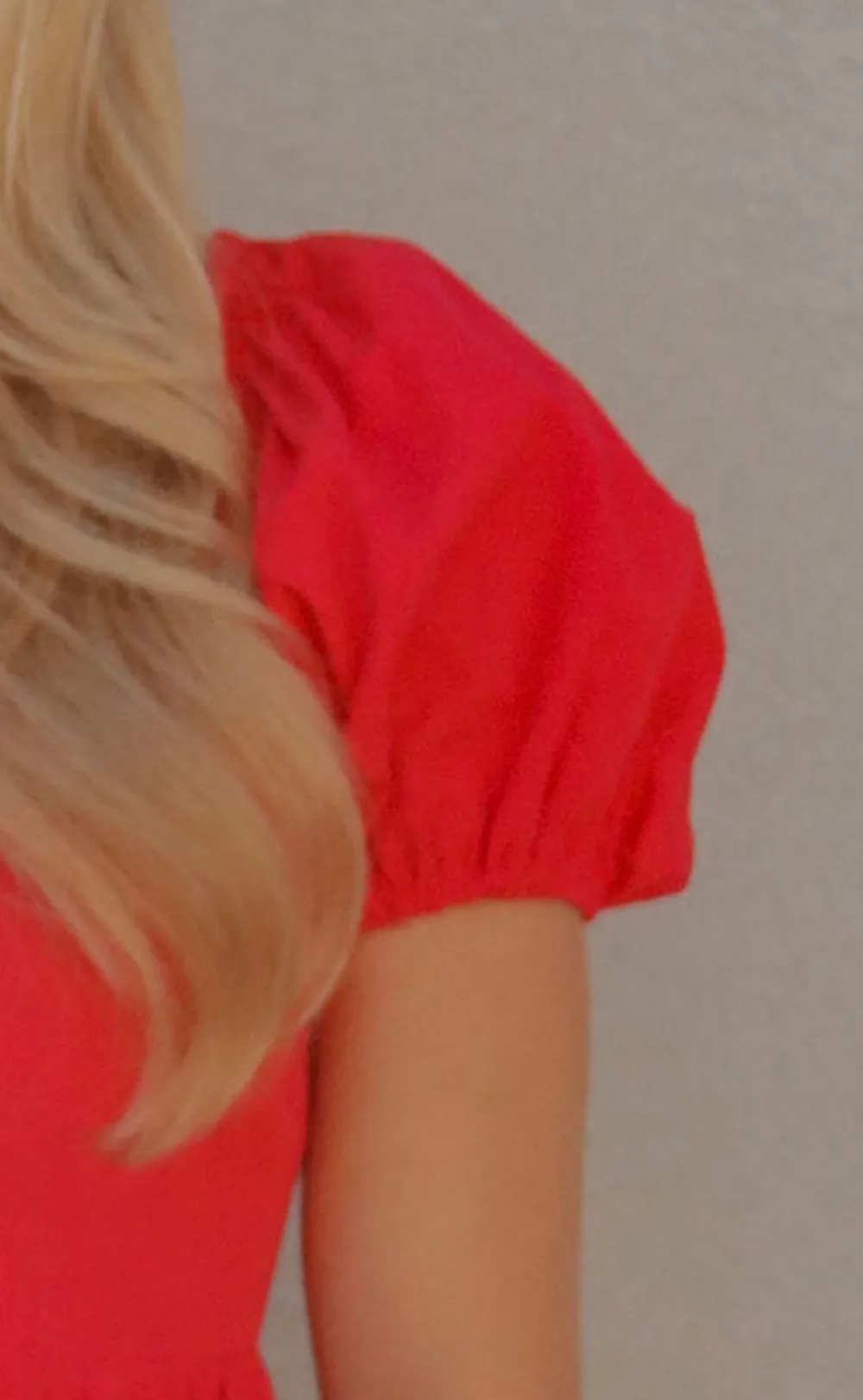 Red Puff Sleeve Babydoll Dress