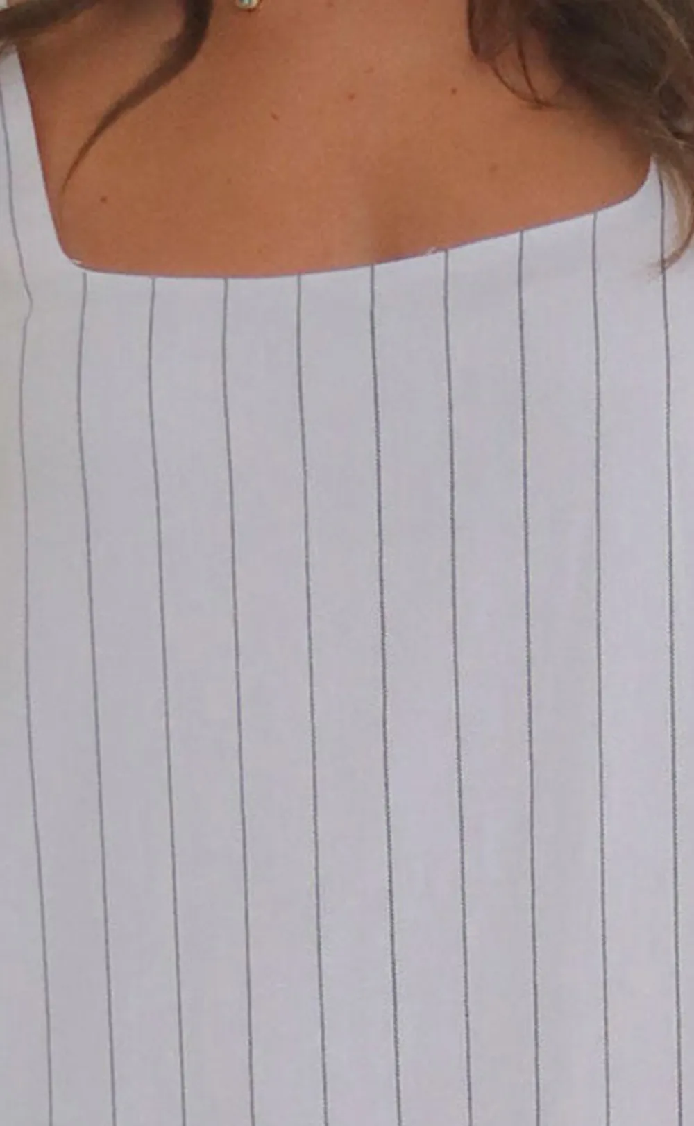 White Striped Sleeveless Maxi Dress