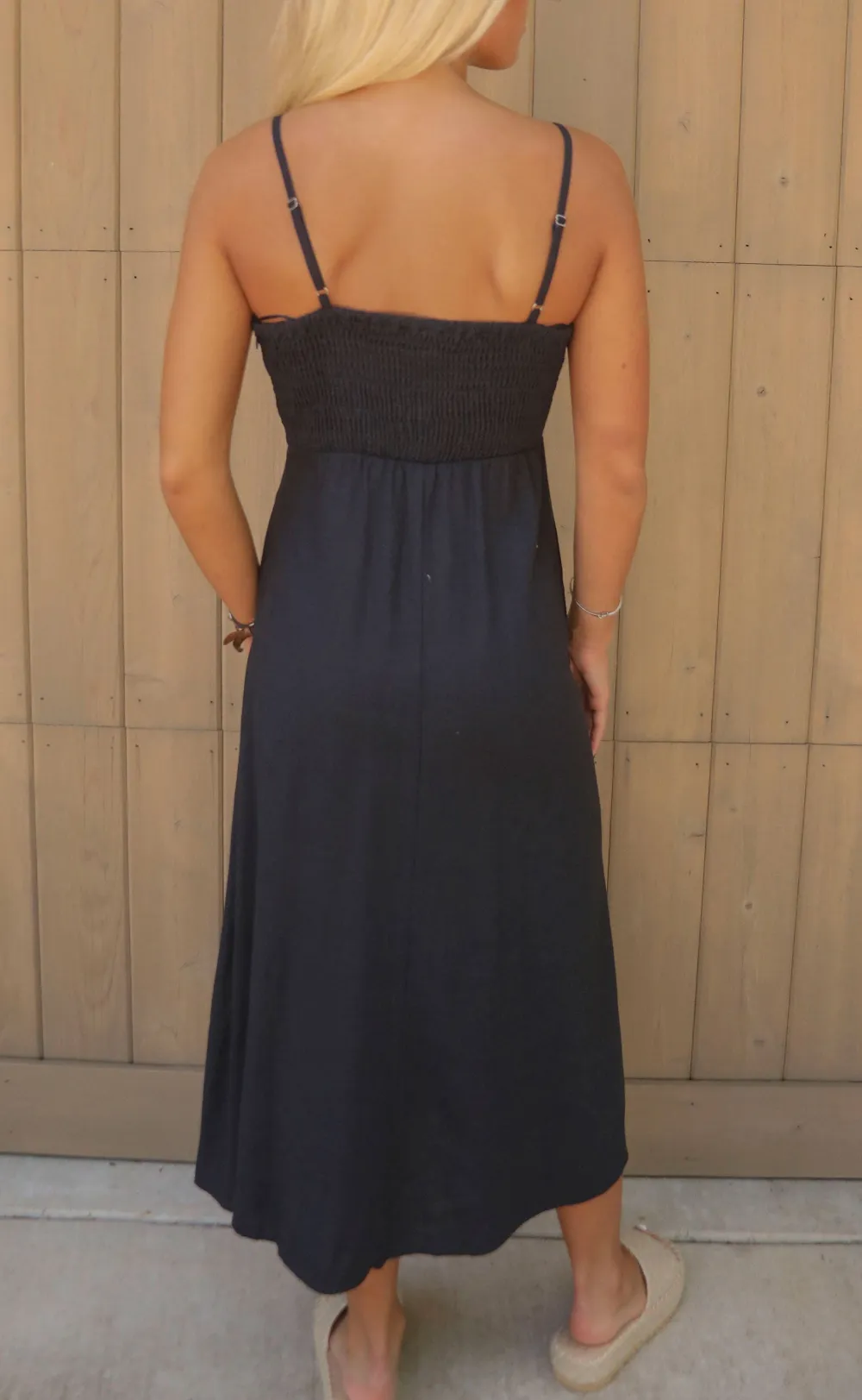 Button Front Sleeveless Midi Dress