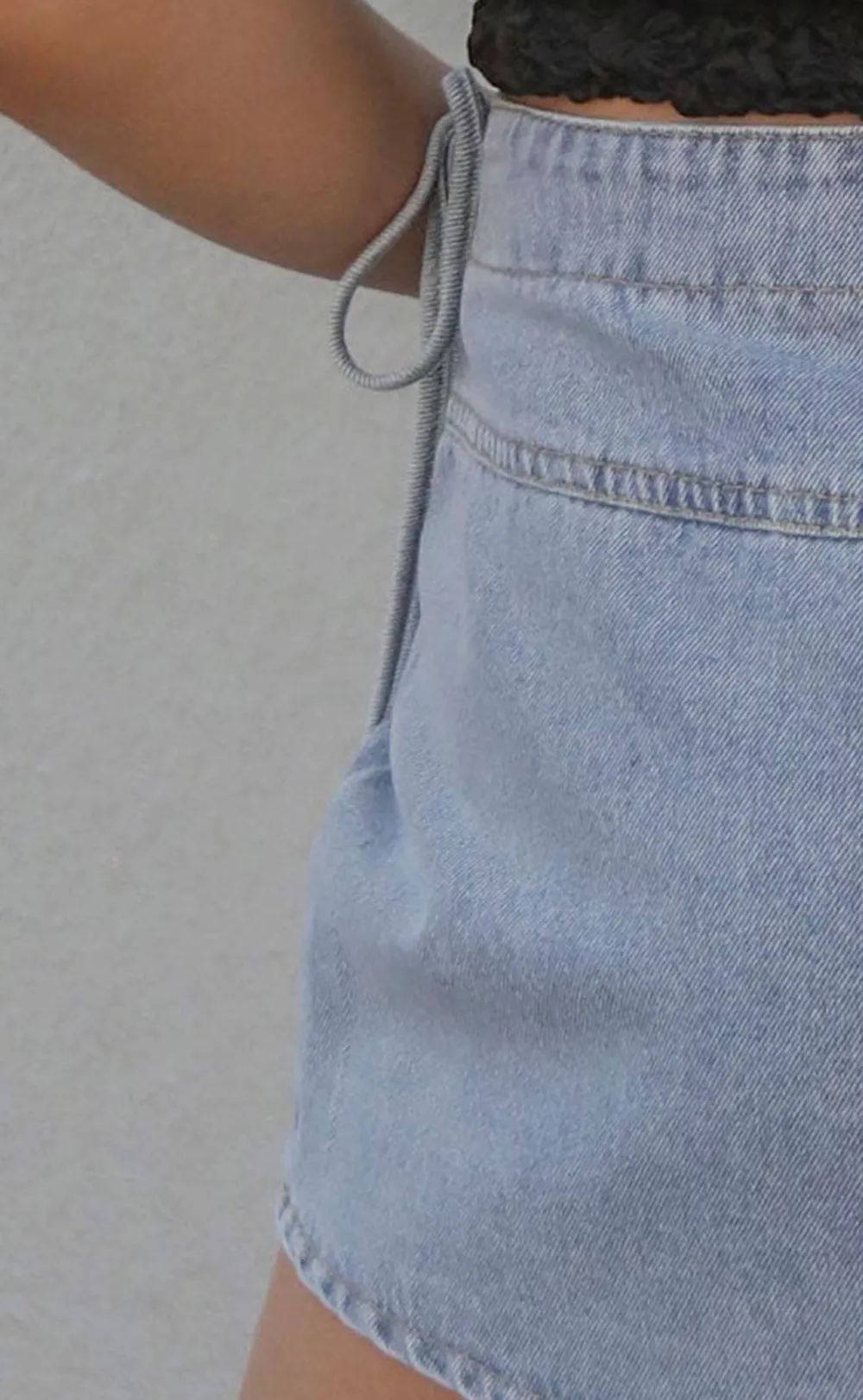 Blue Gingham Wrap Style Mini Skirt