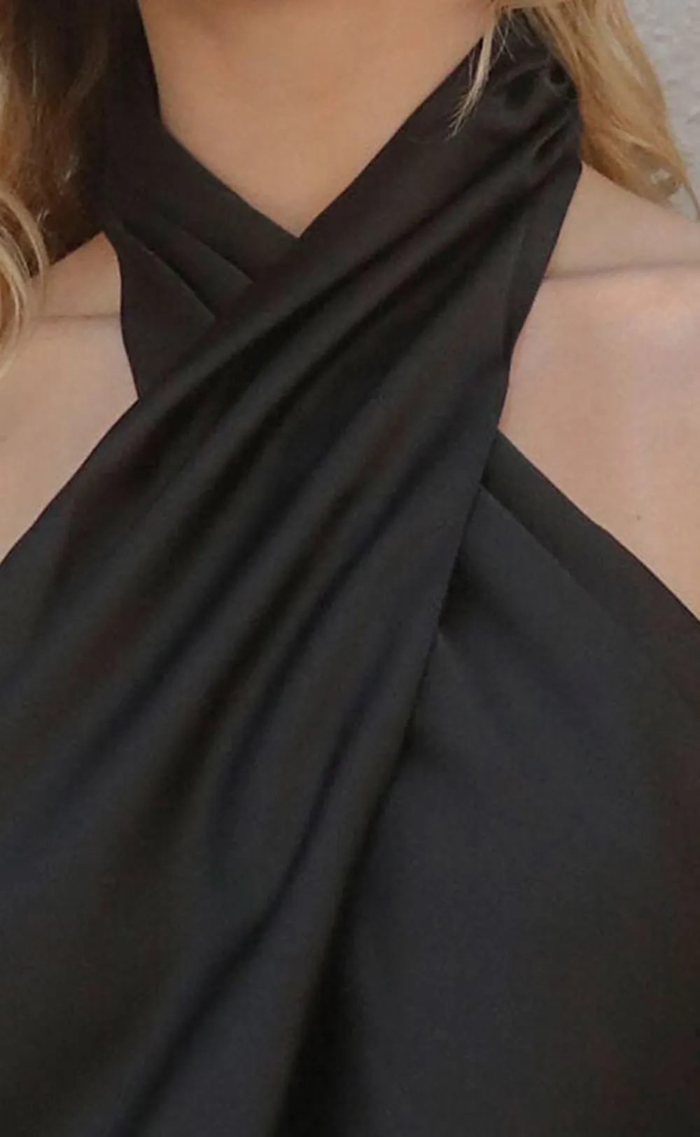 Black Asymmetric Halter Mini Dress