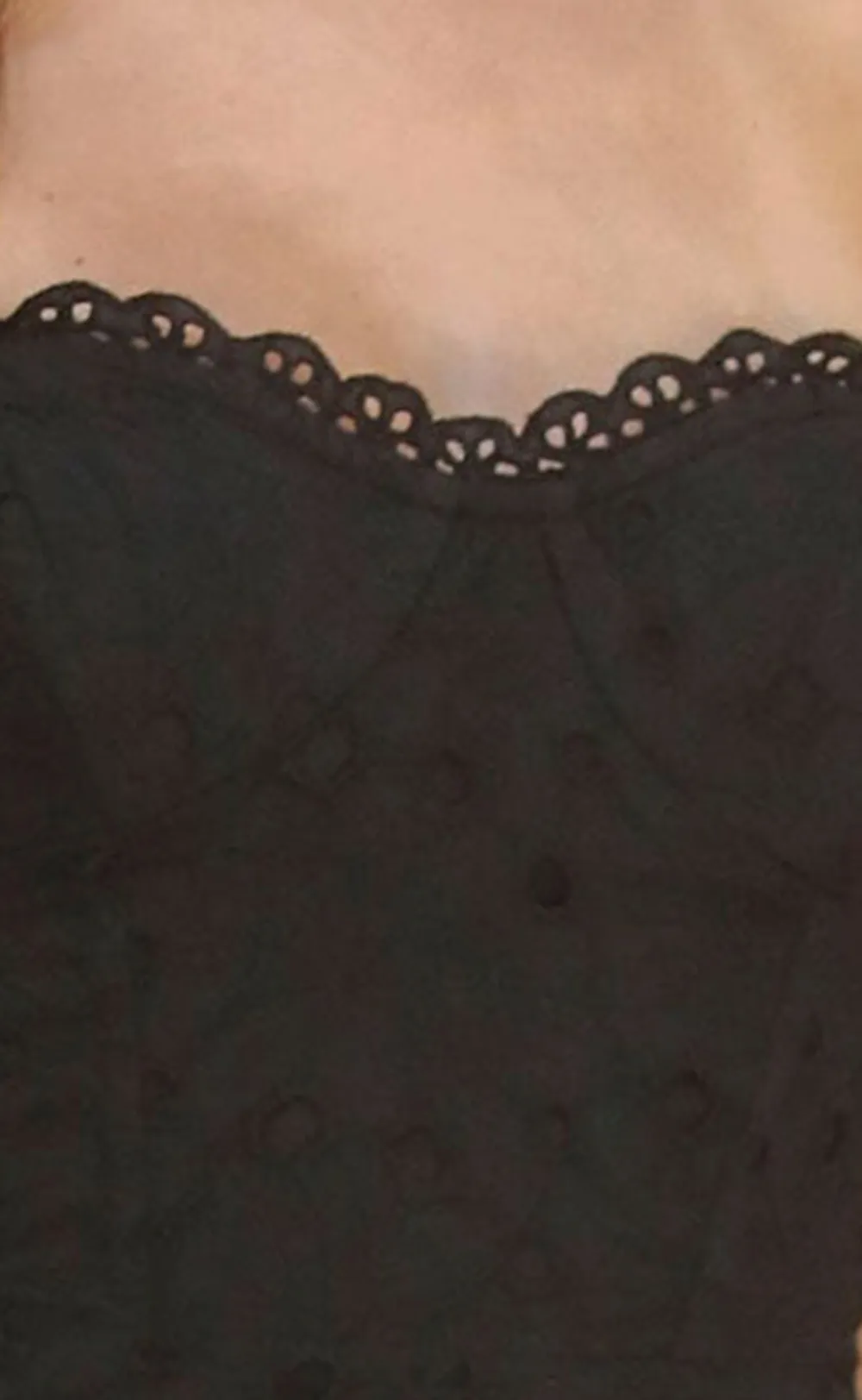 Eyelet Detailing Strapless Midi Dress